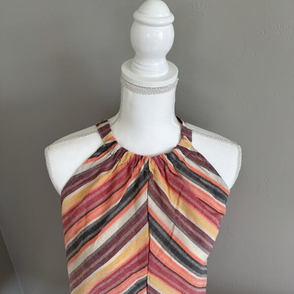NWT Beachsissi Striped Halter Midi Dress Size L Sleeveless Red Oversized Flowy - Picture 3 of 8